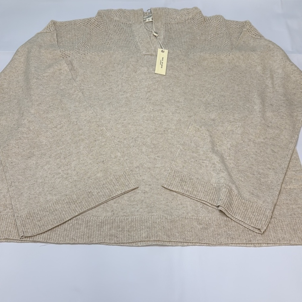 Max Studio Cream V-Neck Sweatshirt - Picture 5 of 6